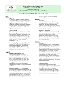 Course Descriptions High School Grades 11 and 12
