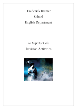 Frederick Bremer School English Department An Inspector Calls