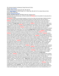 Title: Taming the Socialist: Carl Sandburg`s Chicago