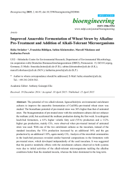 Improved Anaerobic Fermentation of Wheat Straw by Alkaline Pre