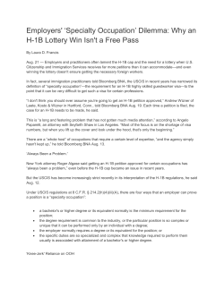 Employers` `Specialty Occupation` Dilemma: Why an H