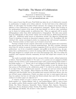 Paul Erd˝os: The Master of Collaboration