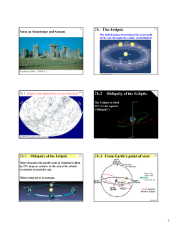 2b. The Ecliptic 2b.2 Obliquity of the Ecliptic 2b.4 From Earth`s point