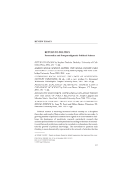 Return to Politics: Perestroika and Postparadigmatic