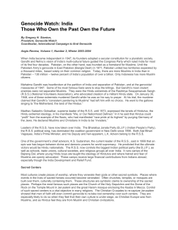 Genocide Watch: India Those Who Own the Past Own the Future