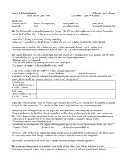 Lesson 4: Industrialization (Chapter 4 in Textbook) Time Period