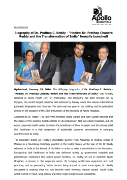 Biography of Dr. Prathap C. Reddy - “Healer: Dr