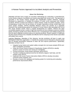 A Human Factors Approach to Accident Analysis and Prevention