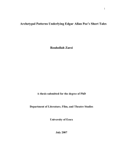 Archetypal Patterns Underlying Edgar Allan Poe`s Short Tales