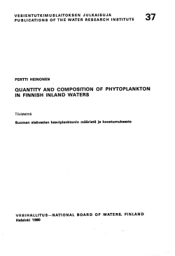 quantity and composition of phytoplankton in finnish inland