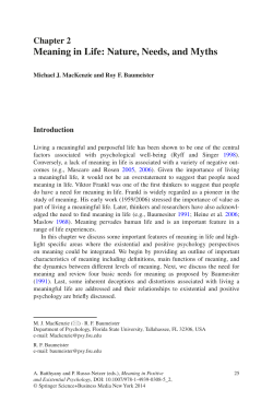 Meaning in Life: Nature, Needs, and Myths