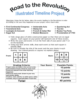 Causes of the American Revolution Timeline Directions