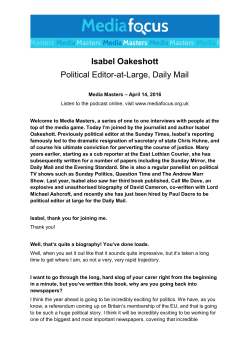 Isabel Oakeshott Political Editor-at-Large, Daily Mail