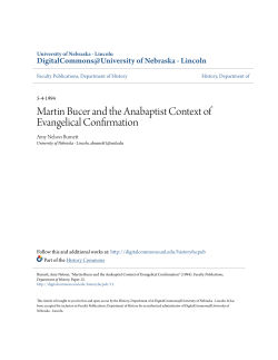 Martin Bucer and the Anabaptist Context of Evangelical Confirmation