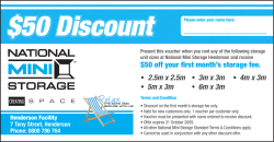 $50 off your first month`s storage fee. &bull; 2.5m x 2.5m &bull; 5m x 3m &bull; 3m x