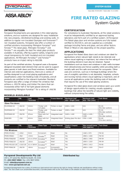 Fire rated glazing section of catalogue