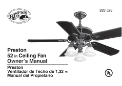 Preston 52 in Ceiling Fan Owner`s Manual