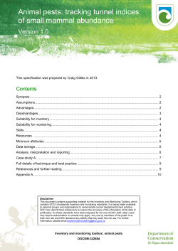 tracking tunnel indices - Department of Conservation