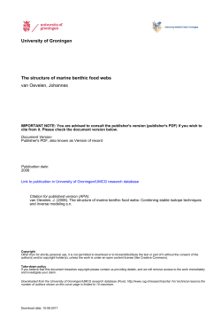 The structure of marine benthic food webs van Oevelen