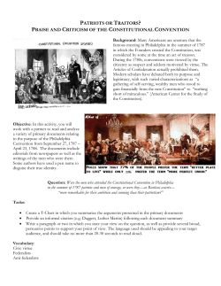 patriots or traitors? praise and criticism of the constitutional convention