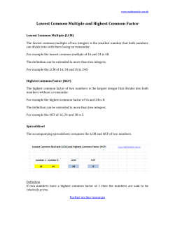 Lowest Common Multiple and Highest Common Factor