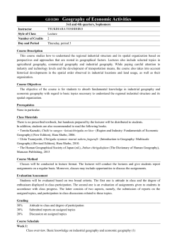 GEO200 Geography of Economic Activities