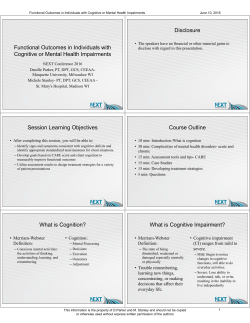 Functional Outcomes in Individuals with Cognitive or Mental