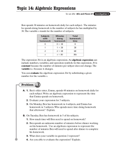 Topic 14: Algebraic Expressions