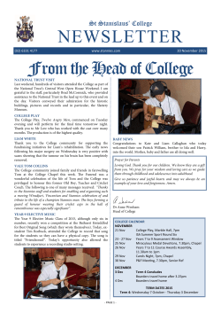 NEWSLETTER From the Head of College
