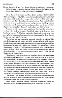 (Editors): An Anthology of Canadian Native Literature in English