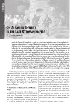ON ALBANIAN IDENTITY IN THE LATE OTTOMAN EMPIRE