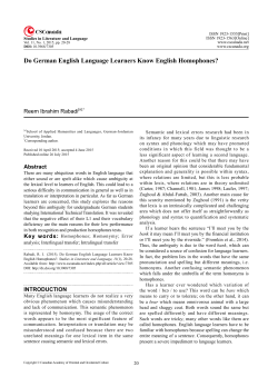 Do German English Language Learners Know English Homophones?