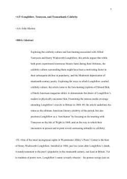 Longfellow, Tennyson, and Transatlantic Celebrity