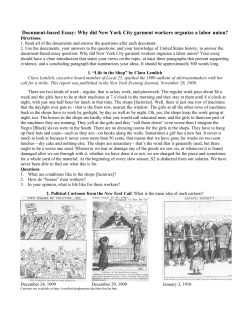 Document-based Essay: Why did New York City garment