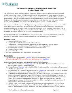 The Pennsylvania House of Representatives Scholarship Deadline
