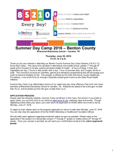 85210 Summer Camp 2016 Benton Co