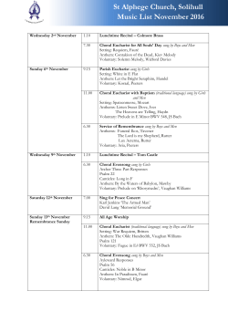 St Alphege Church, Solihull Music List November 2016