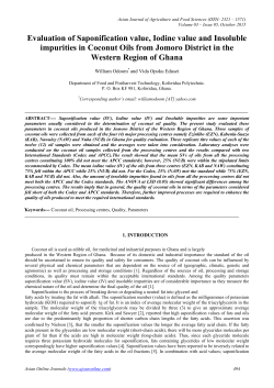 Evaluation of Saponification value, Iodine value and Insoluble