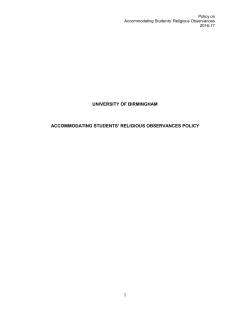 Accommodating Students` Religious Observances Policy