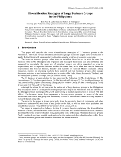Diversification Strategies of Large Business Groups in the Philippines