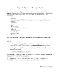 Article Analysis Instructions and Outline