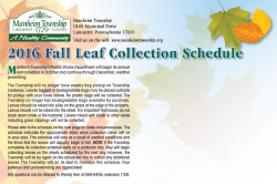 2016 Fall Leaf Collection Schedule