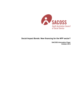 Social Impact Bonds: New financing for the NFP sector?
