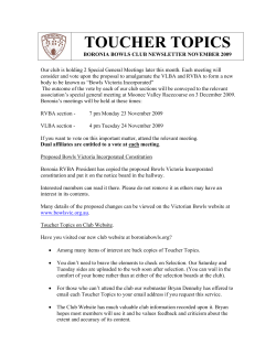 toucher topics - Boronia Bowls Club
