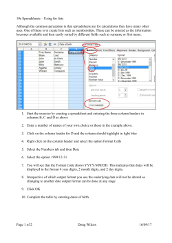 10e Spreadsheets &ndash; Using for lists Although the common perception