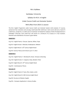 Sambalpur University Syllabus for M.A. in English Under Course
