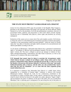The State must protect Aleksandar Sasa Zekovic