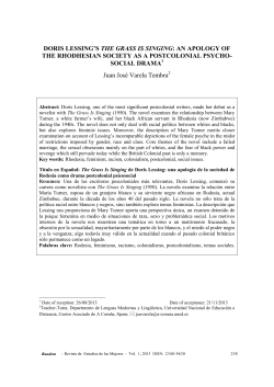 DORIS LESSING`S THE GRASS IS SINGING: AN APOLOGY OF