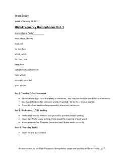 High-Frequency Homophones Vol. 1