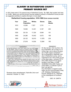 slavery in rutherford county primary source set